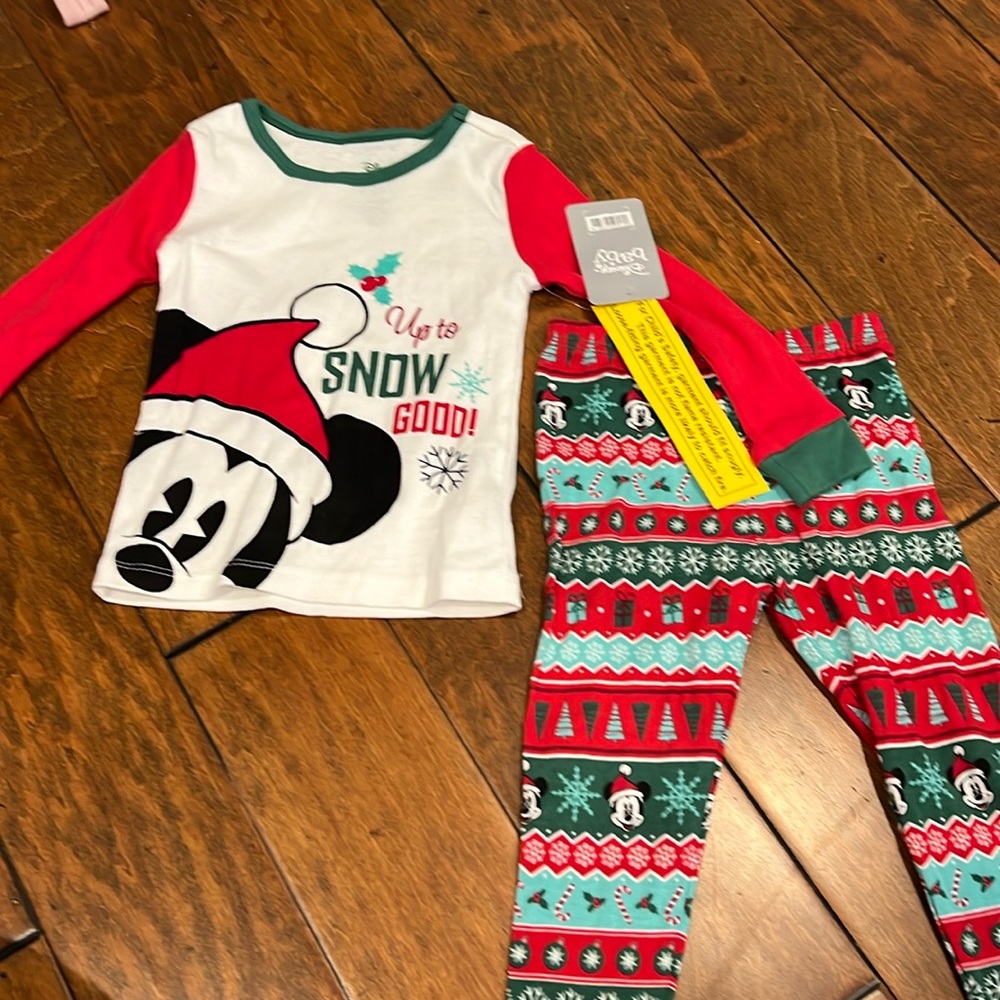 Disney holiday theme mickey pajamas. Size 18-24 month. Two piece New with tags